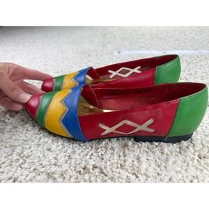 L.J. Simone Flats Women 7.5 Multicolor Excellent Vintage Colorblock Leather 93S